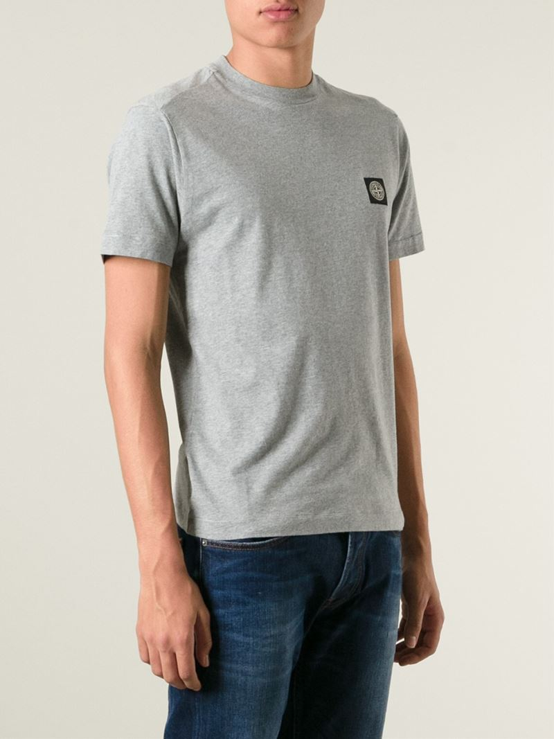 Lyst - Stone Island Logo Patch T-Shirt in Gray for Men
