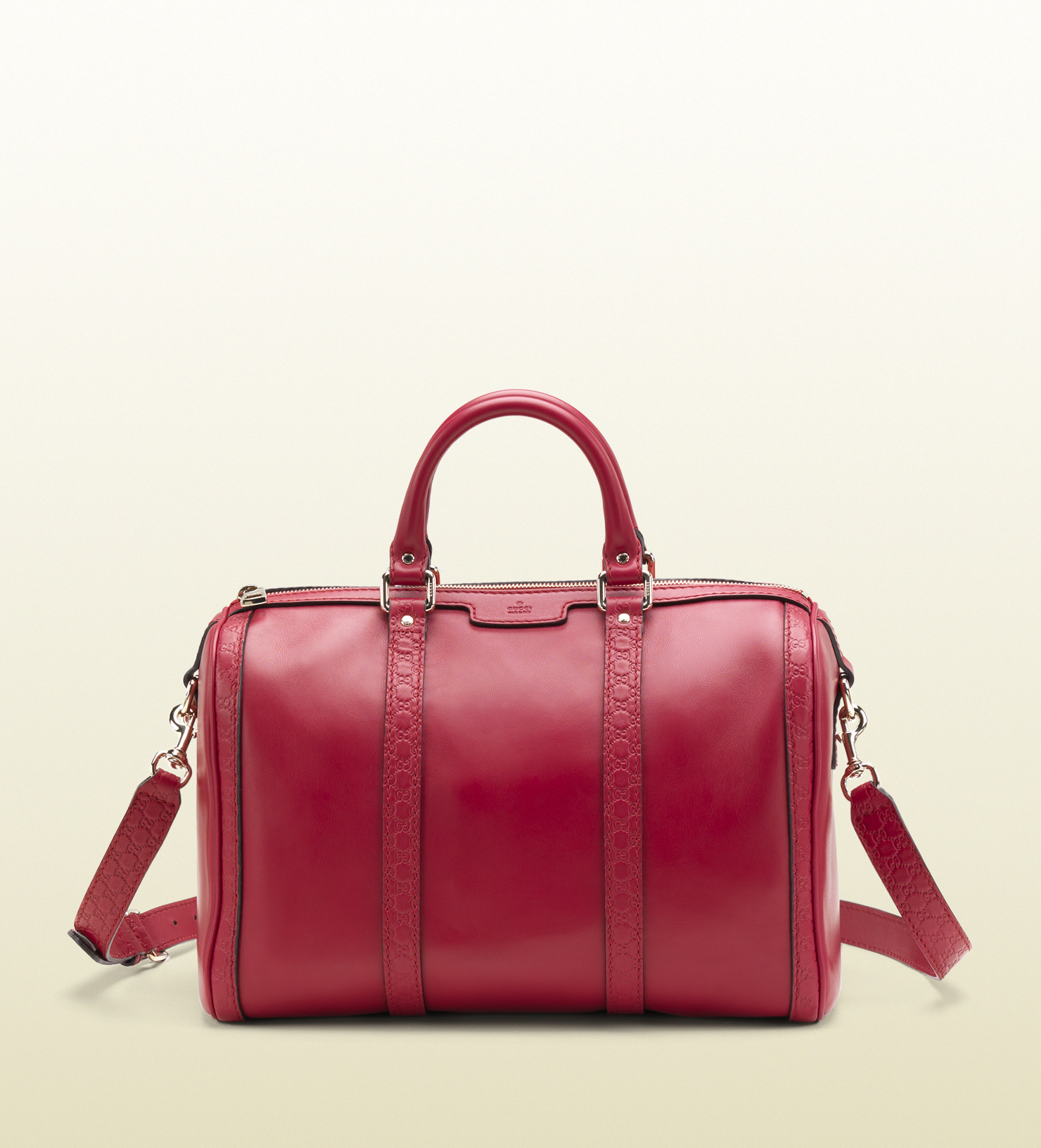 Lyst - Gucci Vintage Web Red Leather Boston Bag in Red