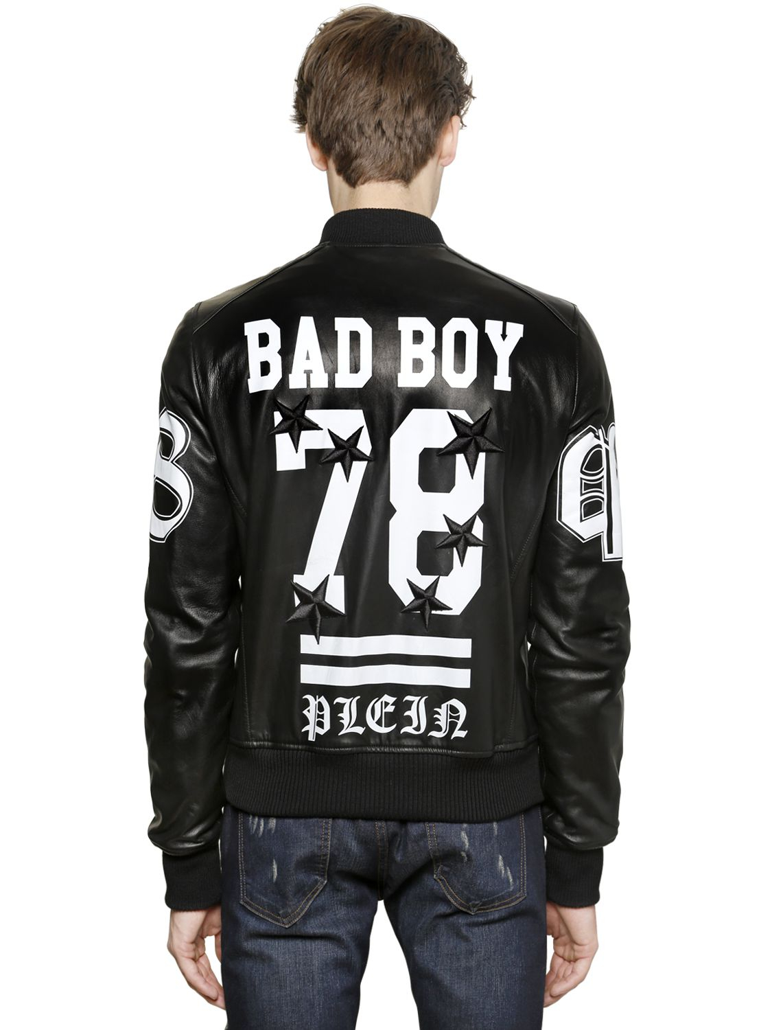 Lyst Philipp Plein Bad Boy Leather Bomber Jacket in Black for Men