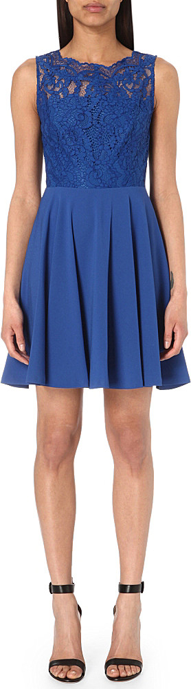 In Crepe Claudie Lyst Rosalianne Pierlot Blue Lace Dress And WARWn6wx0U