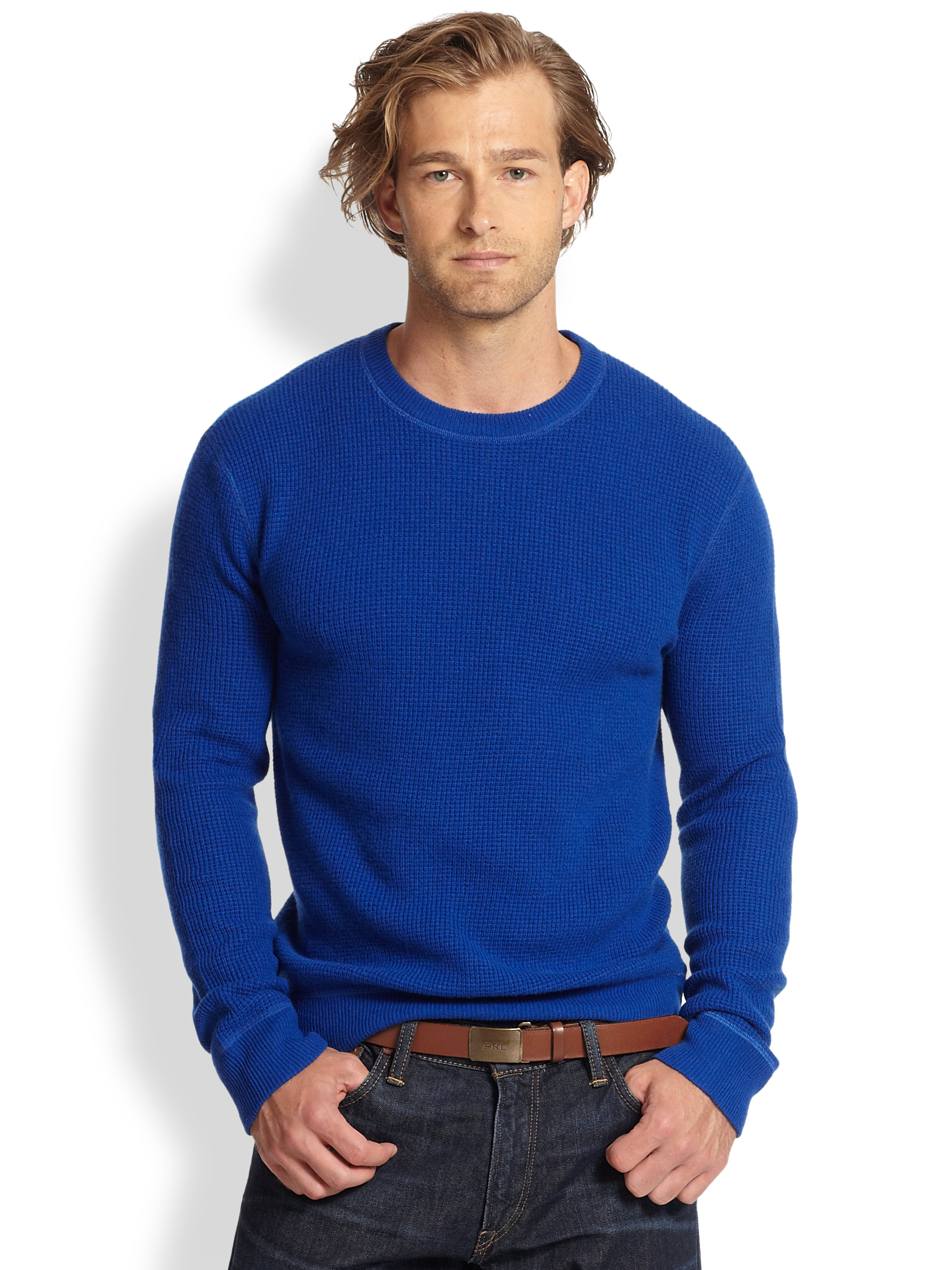 Lyst - Polo Ralph Lauren Cashmere Waffle-Knit Sweater in Blue for Men