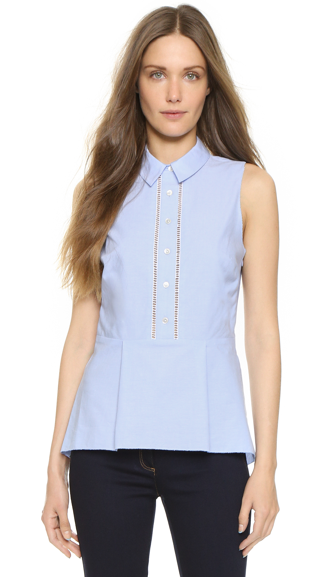 light blue peplum top