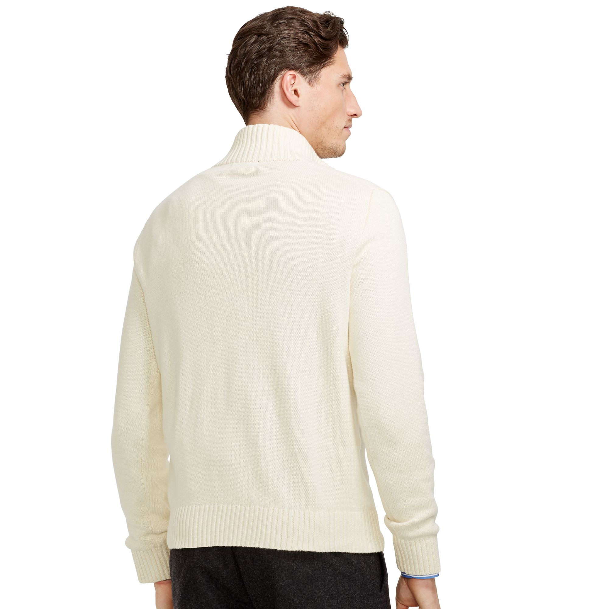 Polo ralph lauren Cotton Half-Zip Sweater in Beige for Men | Lyst