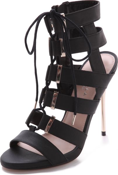 Carvela Kurt Geiger Gladiator Lace Up Sandals - Black in Black | Lyst