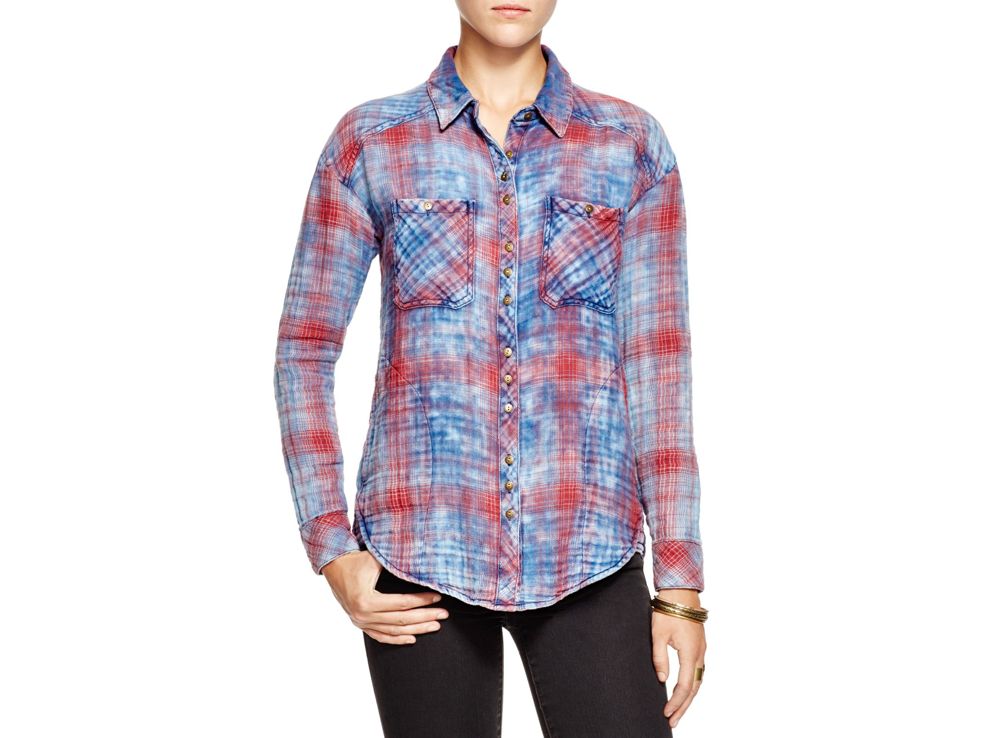 dip dye plaid shirt