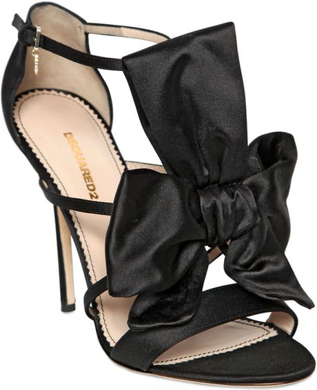 Dsquared² 120Mm Satin Bow Sandals in Black | Lyst