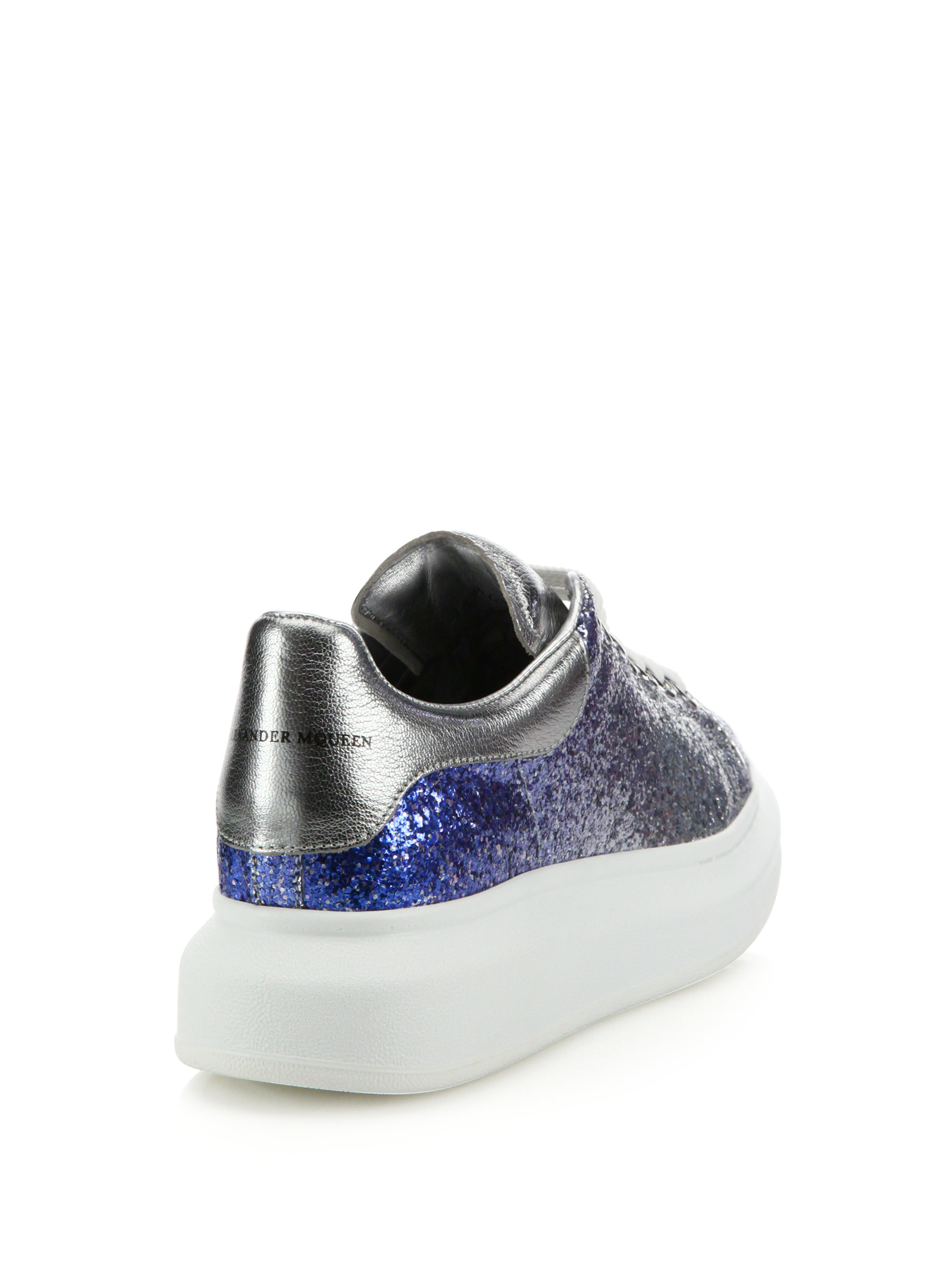 Lyst - Alexander Mcqueen Glitter & Metallic Leather Platform Sneakers ...