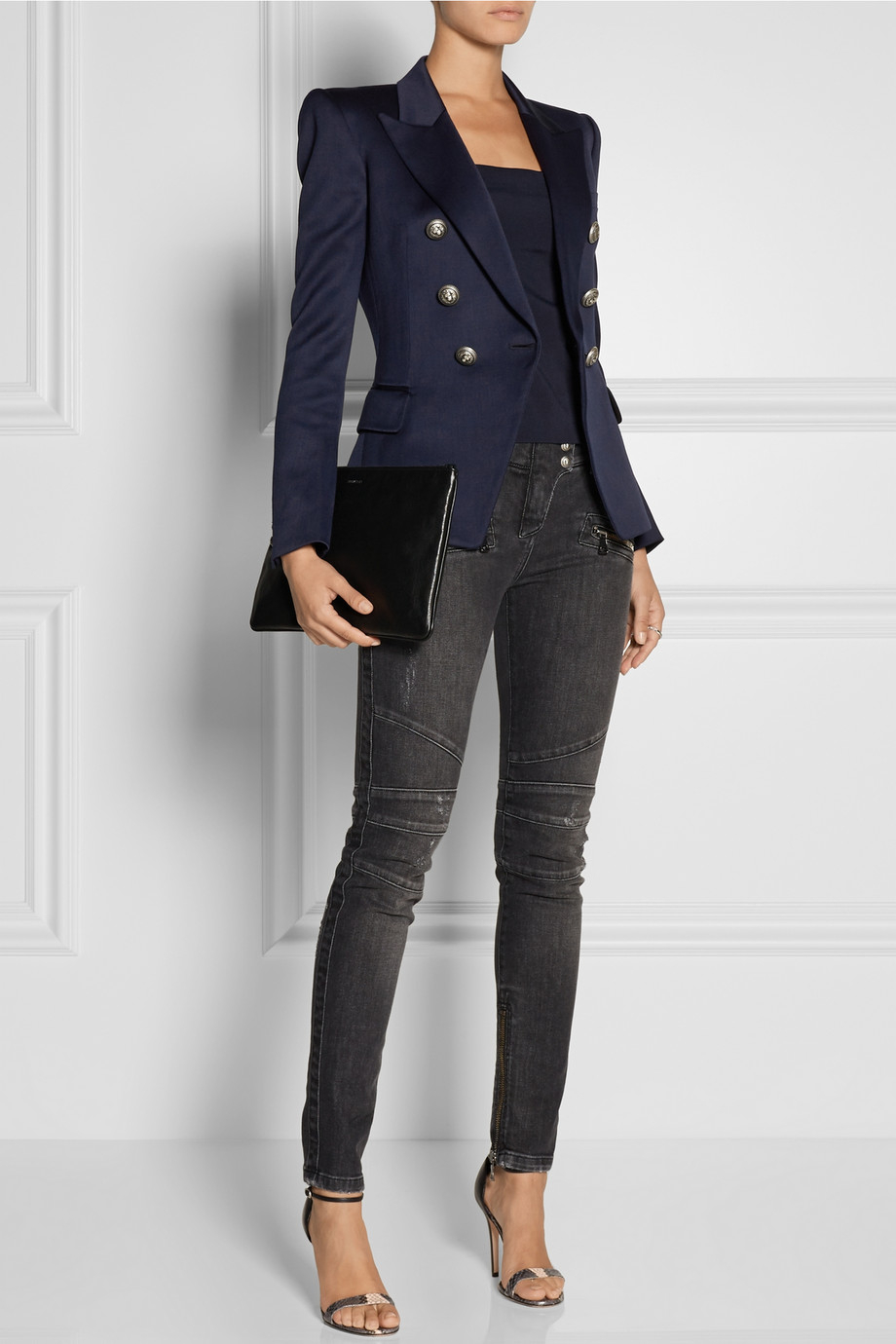 Lyst - Balmain Wool-Gabardine Blazer in Blue