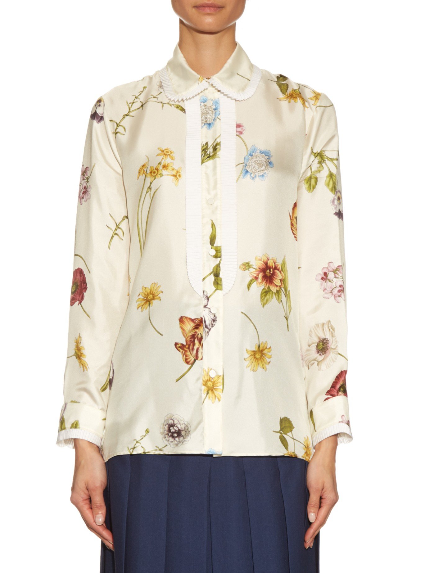 satin floral blouse