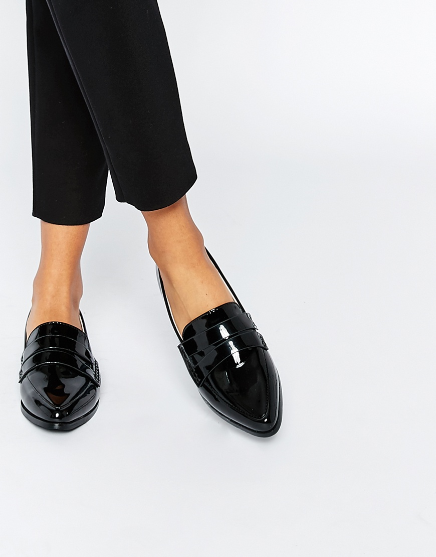 Lyst Daisy Street Patent Pointed Toe Loafer Flat Shoes