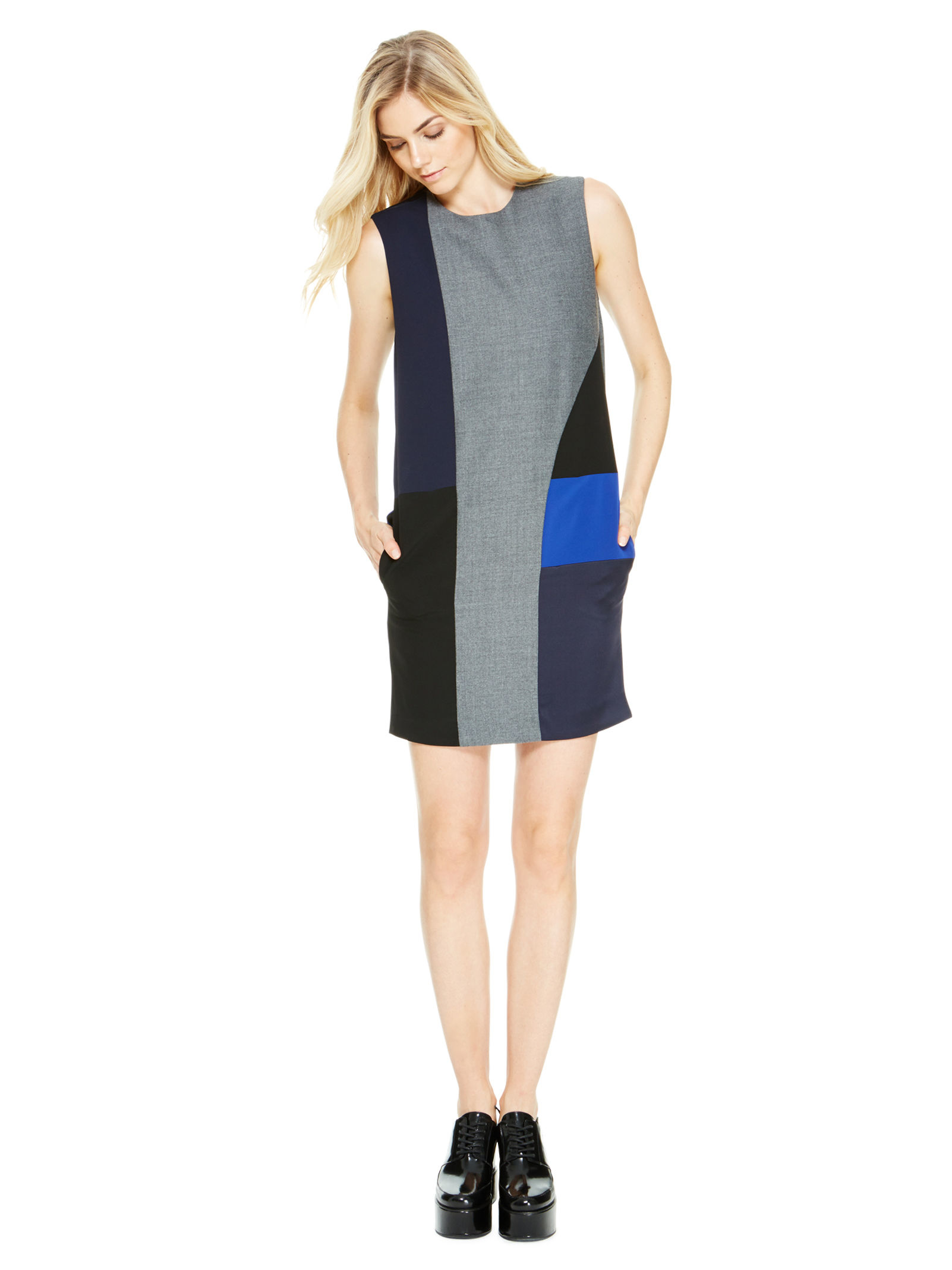 Dkny Color Block Dress in Blue | Lyst