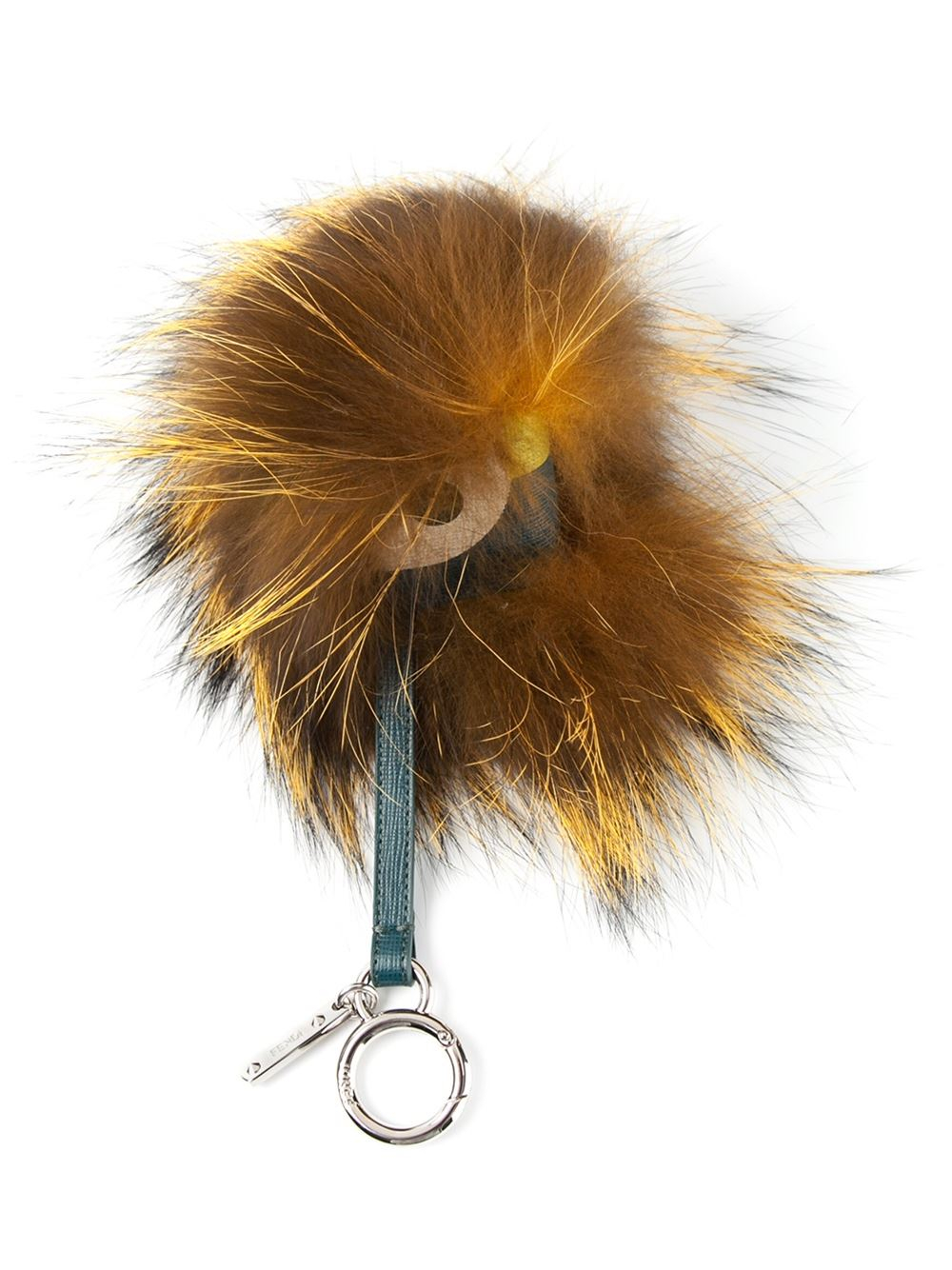 pom yellow pom fur Fendi Pom Fox Yellow Lyst   Keyring in Fur