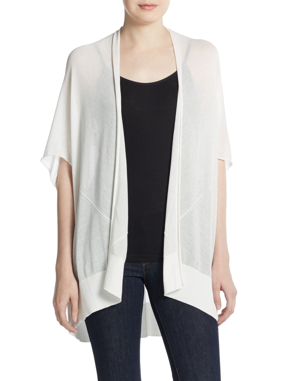 Adrienne vittadini Cool Crepe Cardigan in White | Lyst