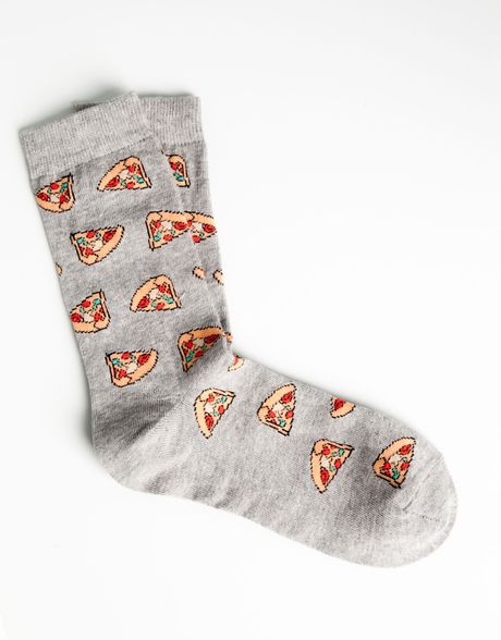 Pull&bear Pizza Pattern Socks in Gray (GREY MARL) | Lyst