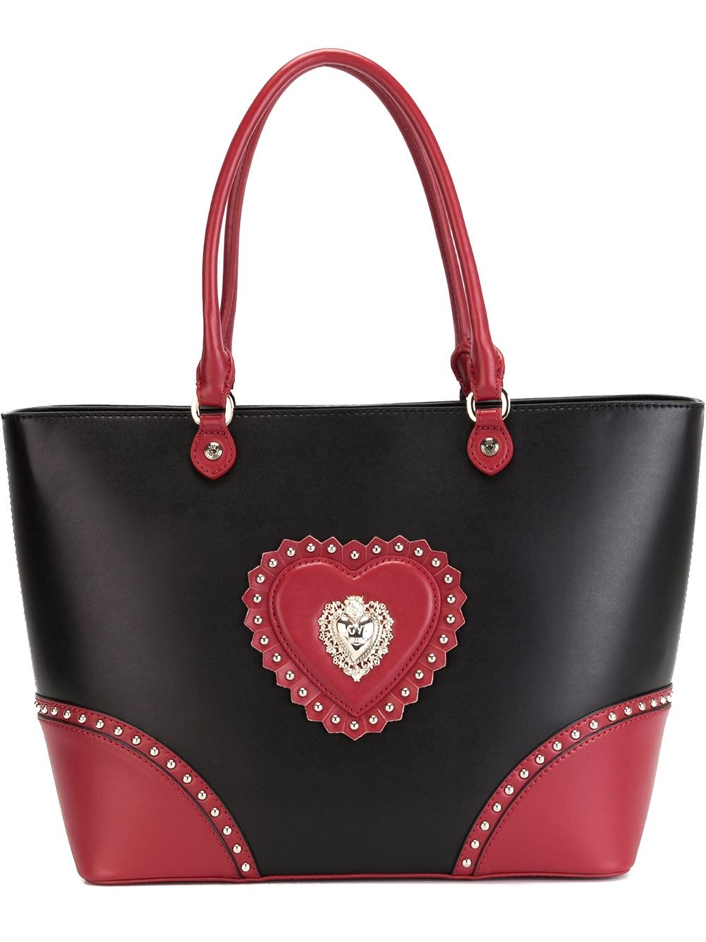 Love moschino Studded Heart Patch Tote in Red (BLACK) Lyst