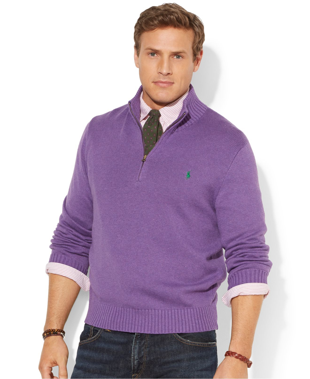 Polo ralph lauren Big And Tall Half-Zip Mockneck Sweater in Purple for ...