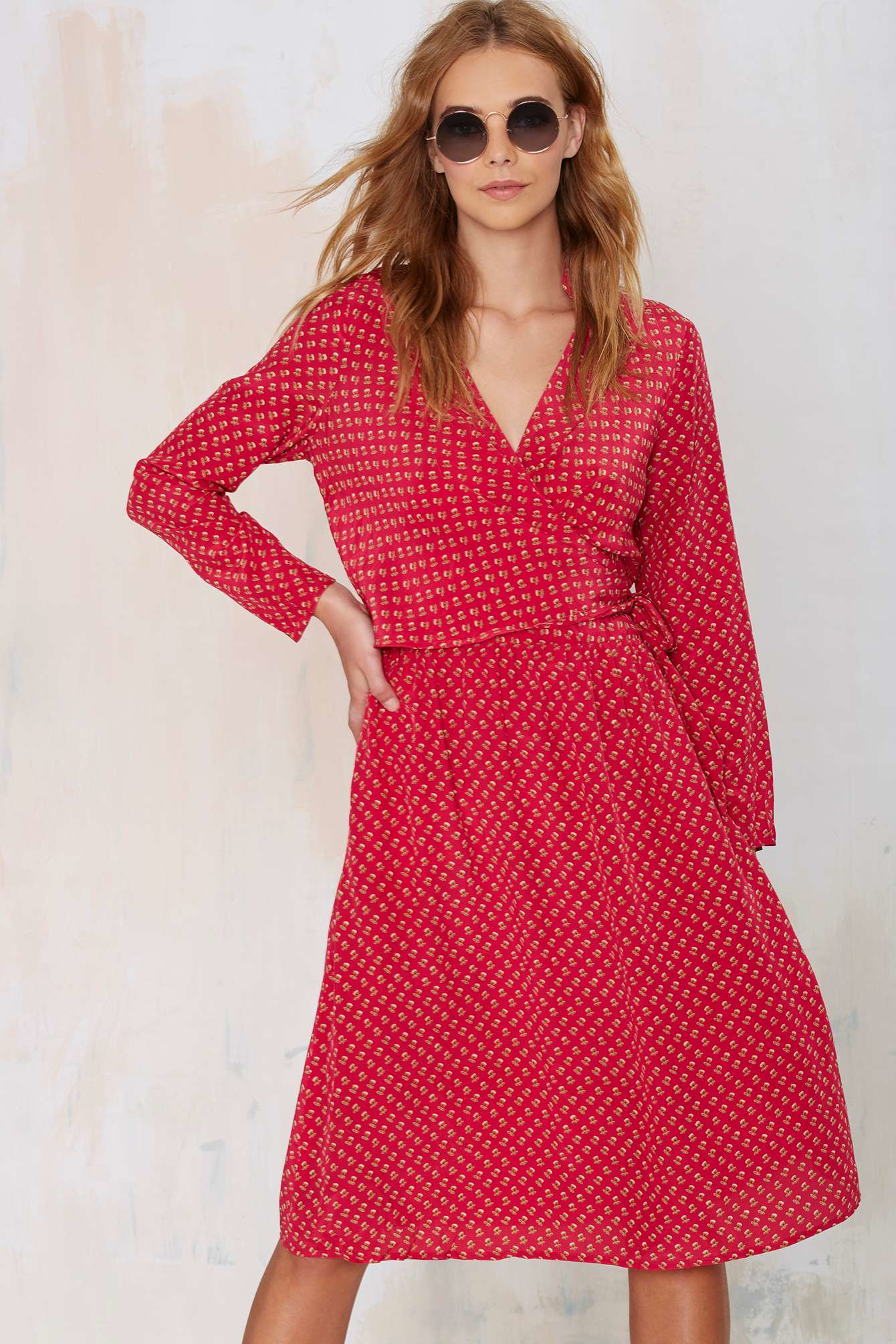 Nasty gal Vintage Diane Von Furstenberg Drea Silk Dress in Red | Lyst