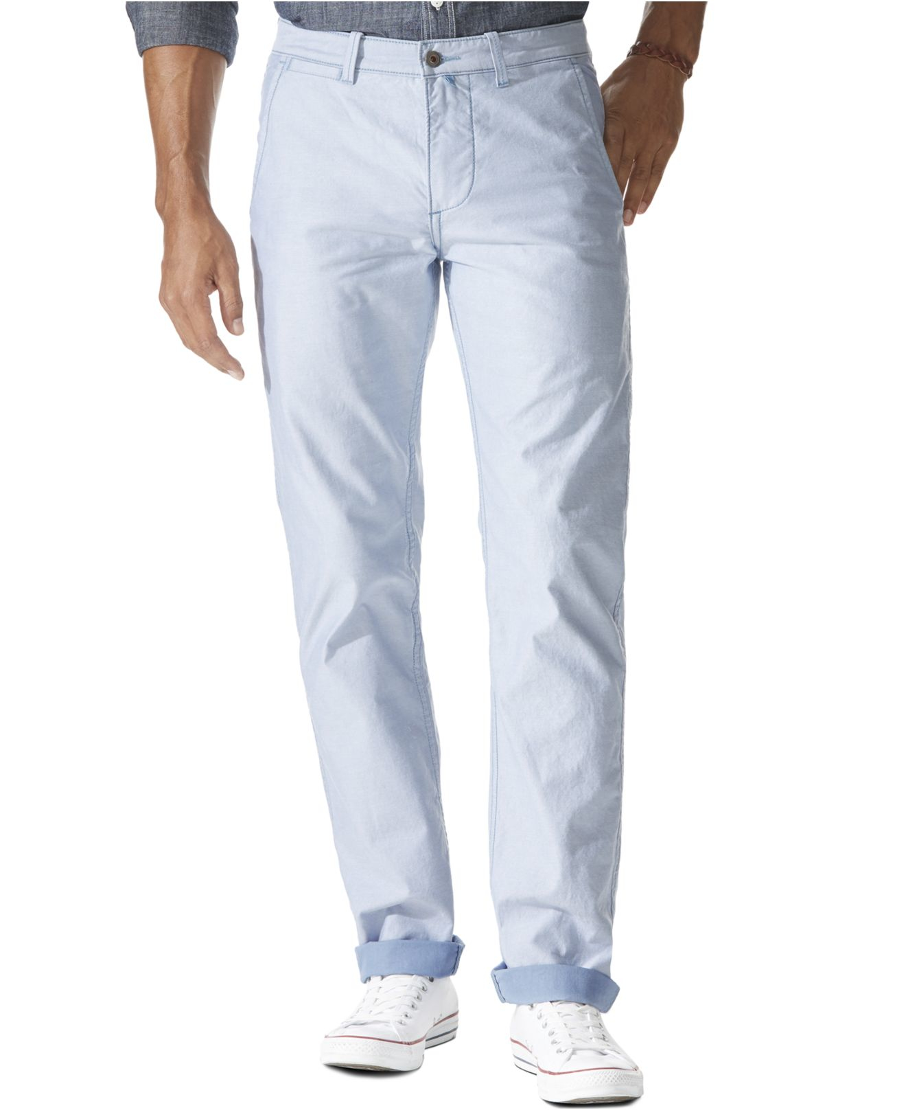 Dockers Slim Fit Alpha Khaki Textured Flat Front Pants in Blue for Men ...