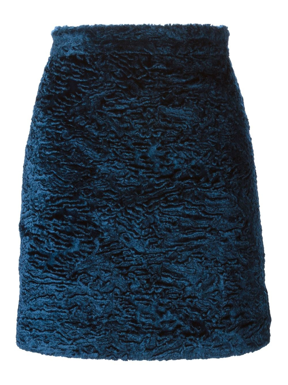 Lyst - Msgm Faux Fur Skirt in Blue