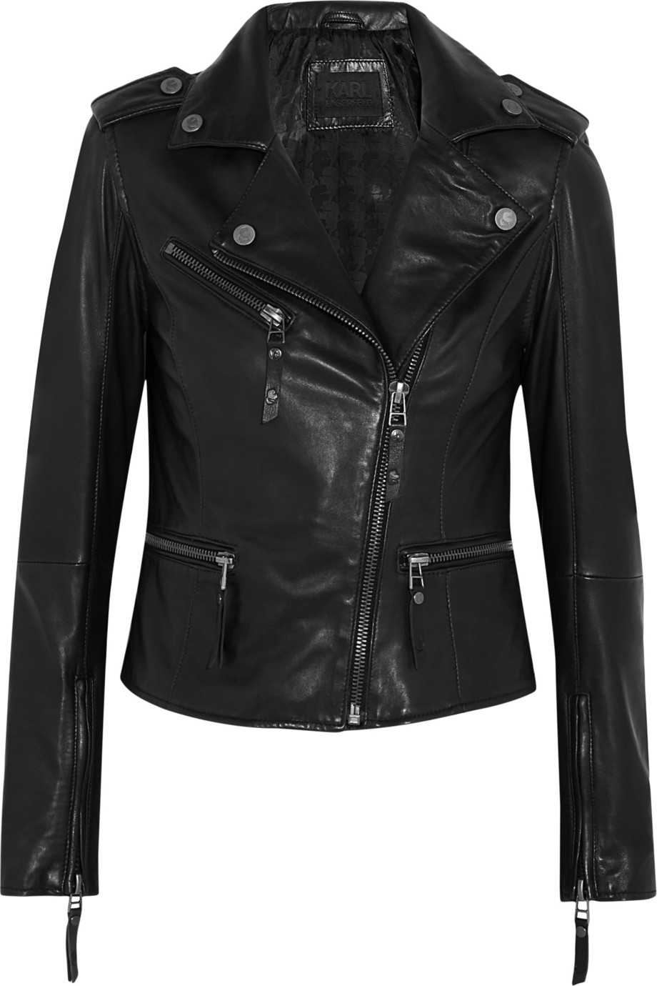 Lyst - Karl Lagerfeld Odina Leather Biker Jacket in Black