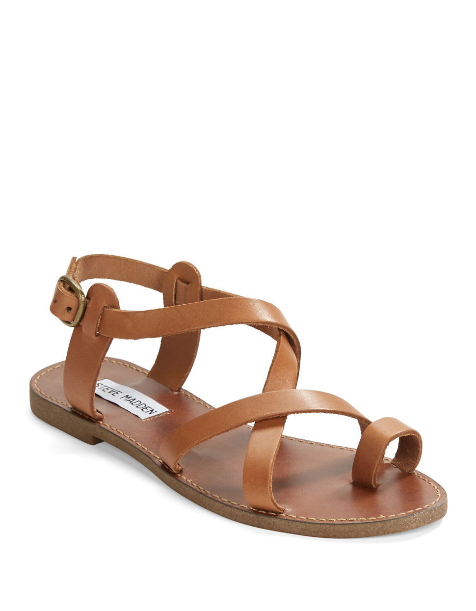 Steve Madden Agathist Leather Strappy Sandals In Brown Lyst 