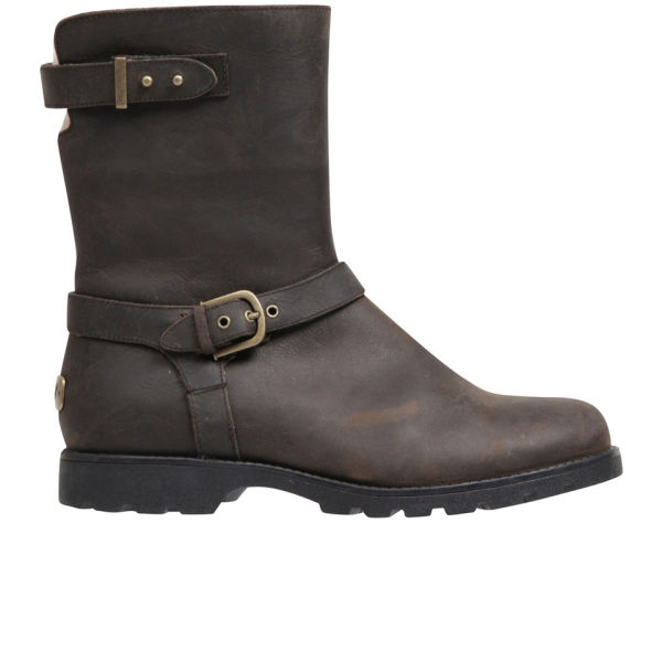 Ugg Australia Womens Grandle Leather Buckle Boots in Brown | Lyst