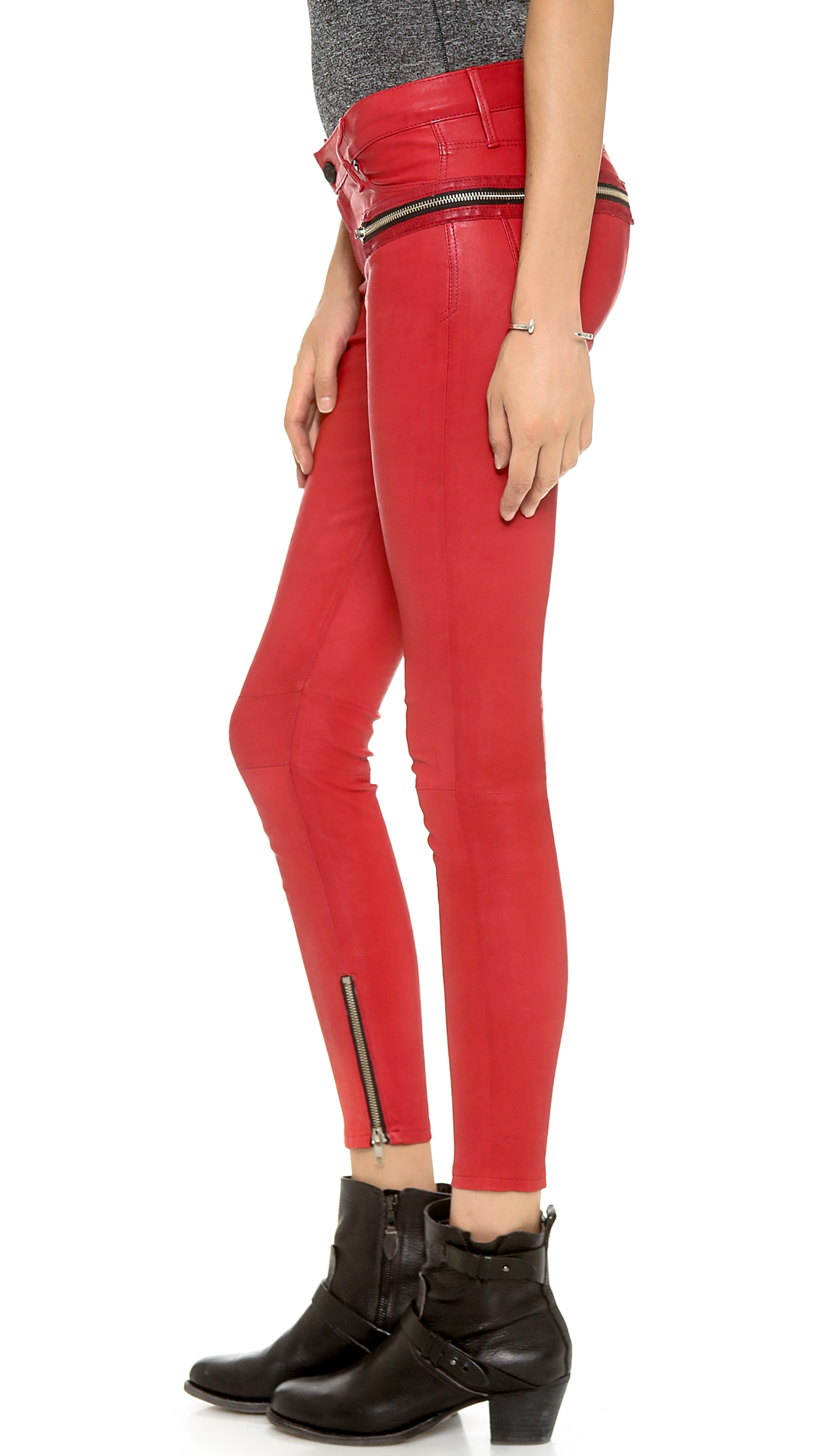 red leather pants high waisted