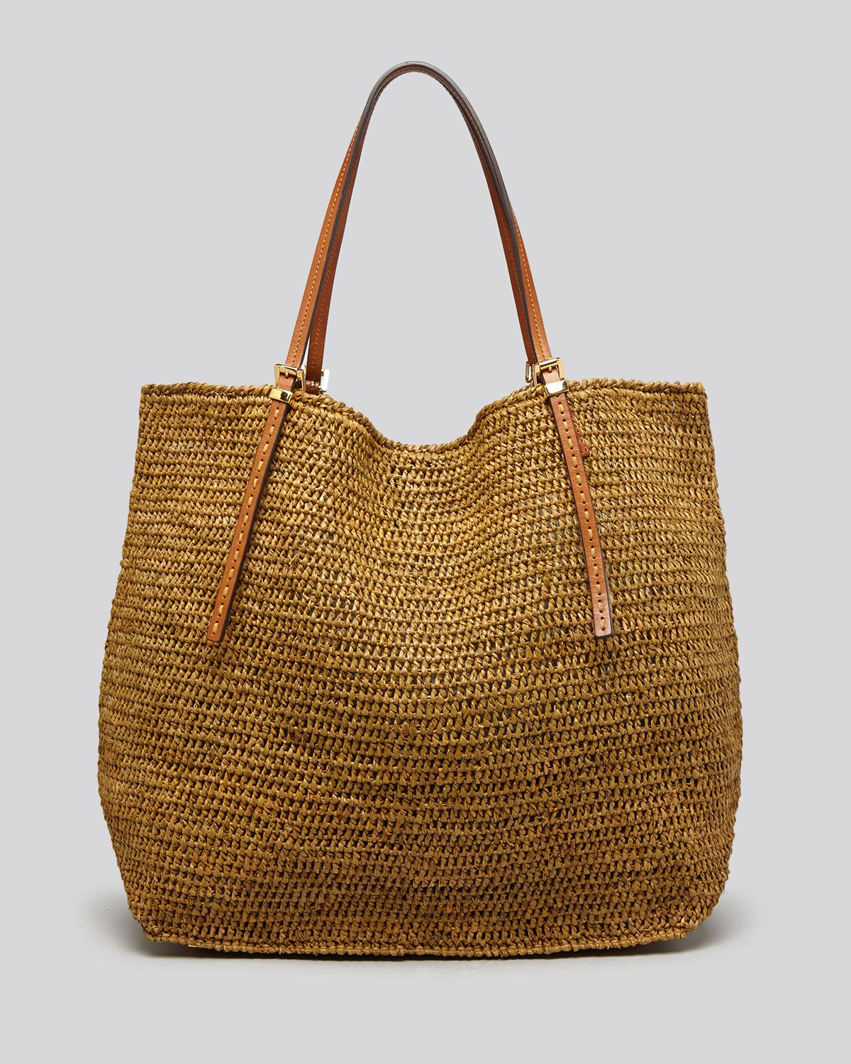 Michael Kors Tote Santorini North South Straw in Brown (Luggage) | Lyst