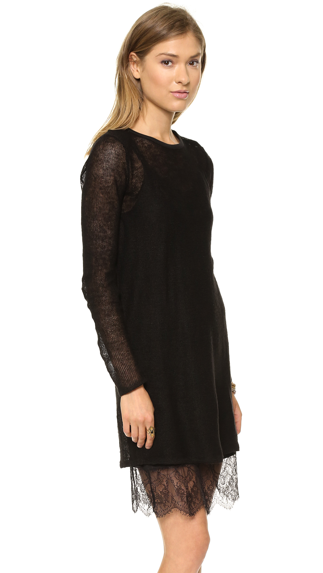 Free People Jane Eyre Twofer Sweater Dress Black in Black | Lyst
