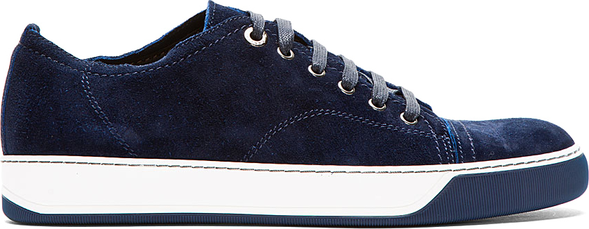 lanvin navy suede sneakers
