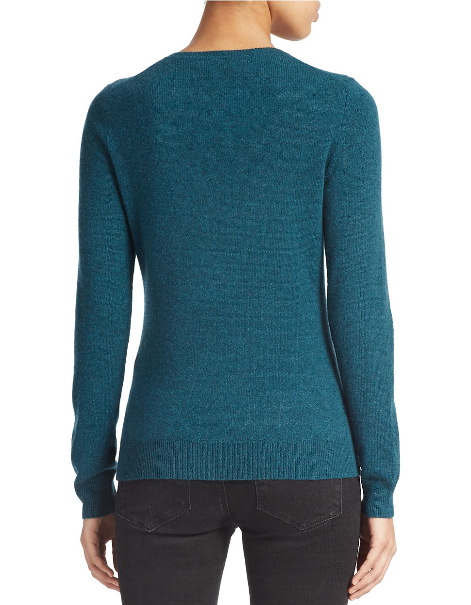 Lord & taylor Basic Crewneck Cashmere Sweater in Blue (Teal Heather) | Lyst