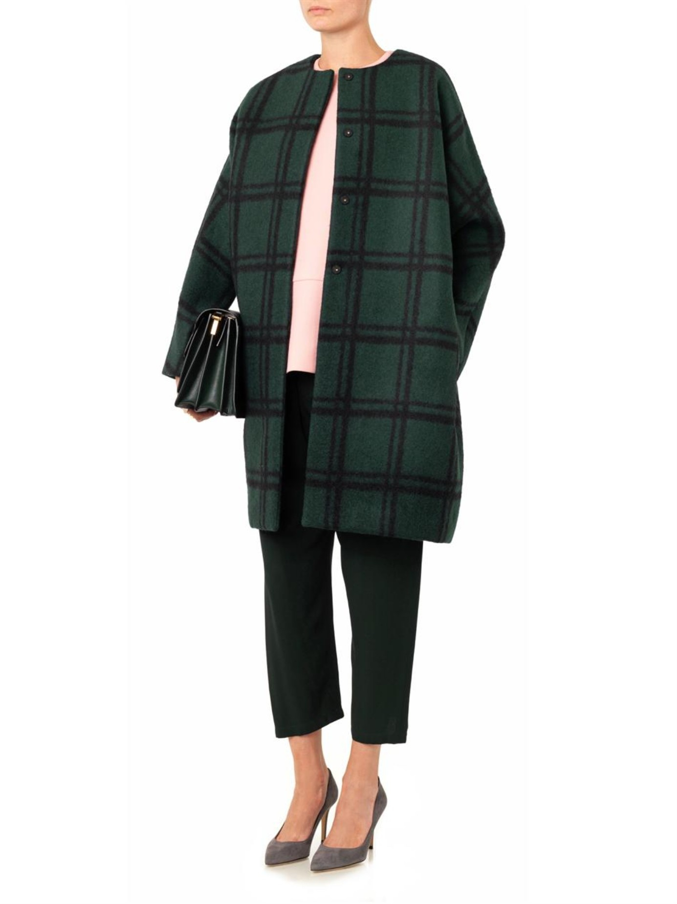 marni belted checked wool gabardine coat