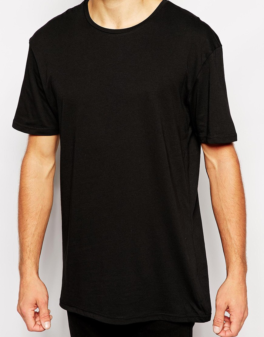 Another influence Long Line T-Shirt Plain in Black for Men | Lyst