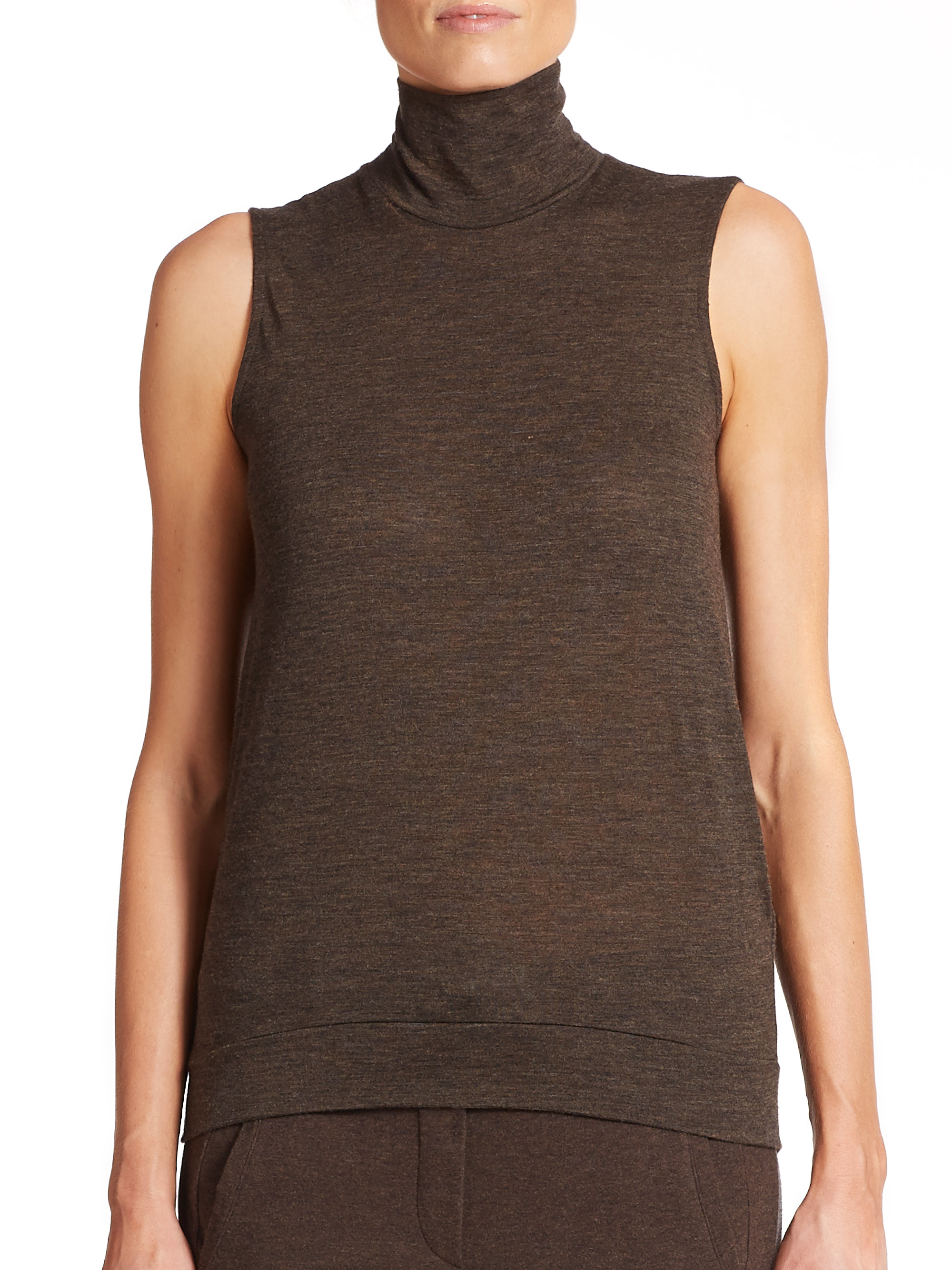 Lyst - Eleventy Sleeveless Wool Turtleneck in Brown