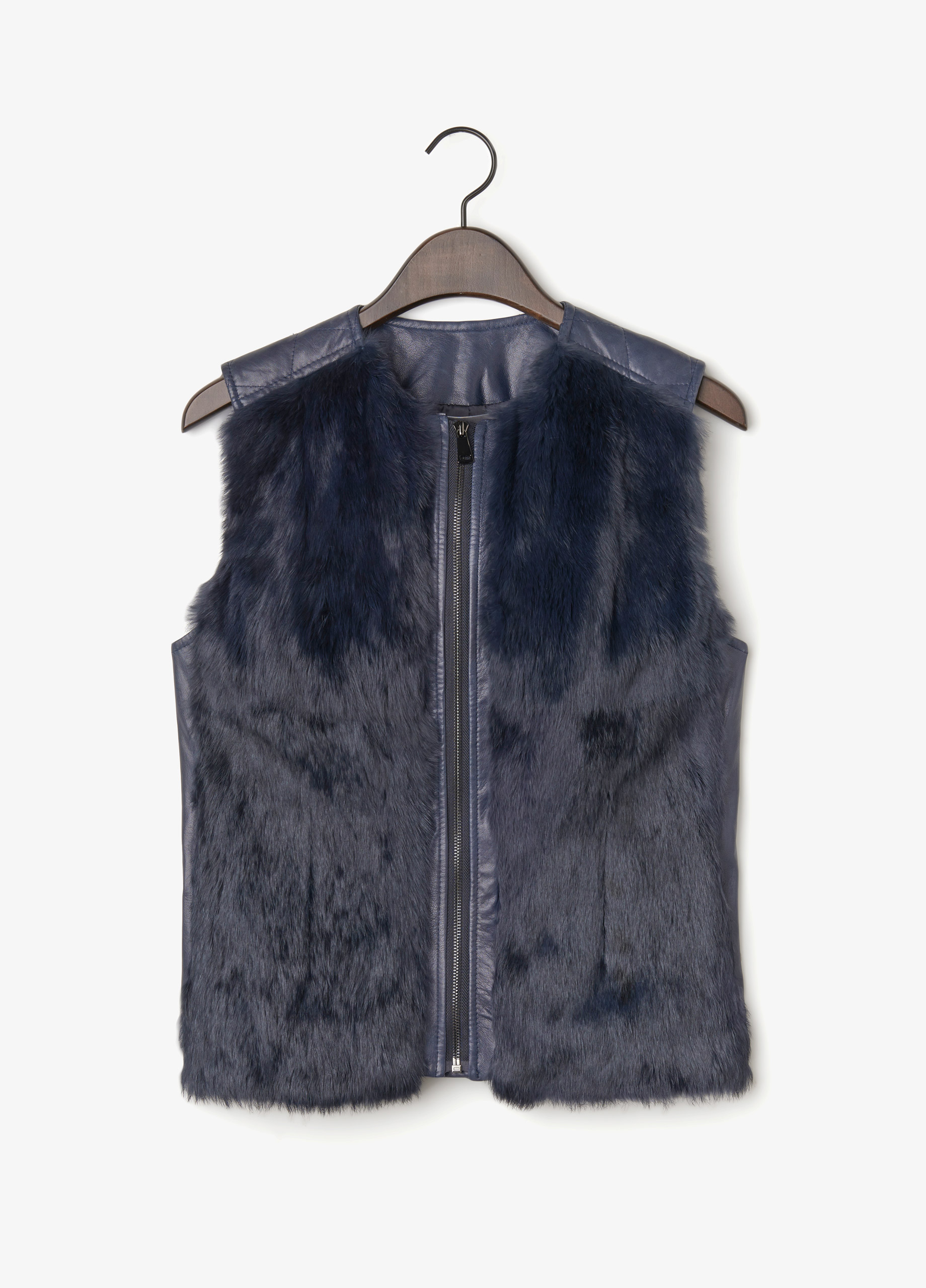 Vince Fur Vest With Quilted Leather Back in Blue Lyst