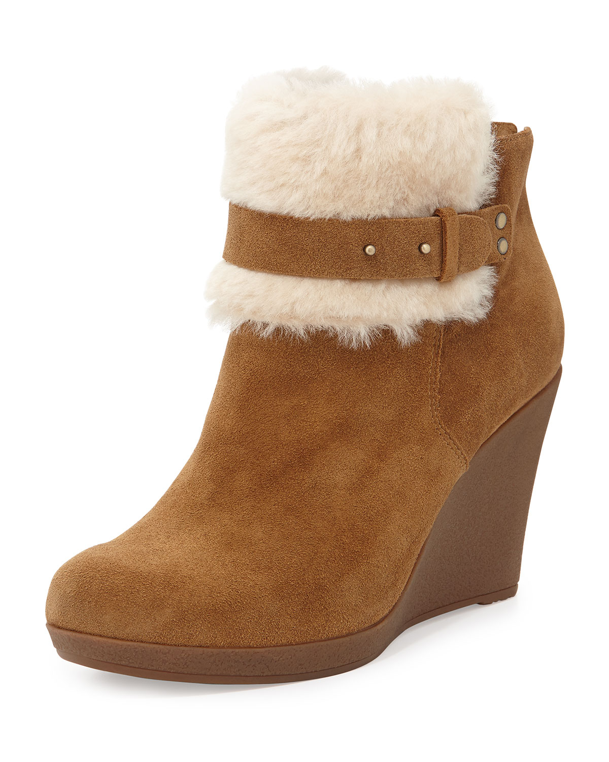 Ugg Antonia Sheepskin Wedge Bootie in Brown (CHESTNUT) | Lyst