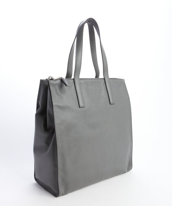 Prada Gray Saffiano Leather Large Shopper Tote in Gray | Lyst  