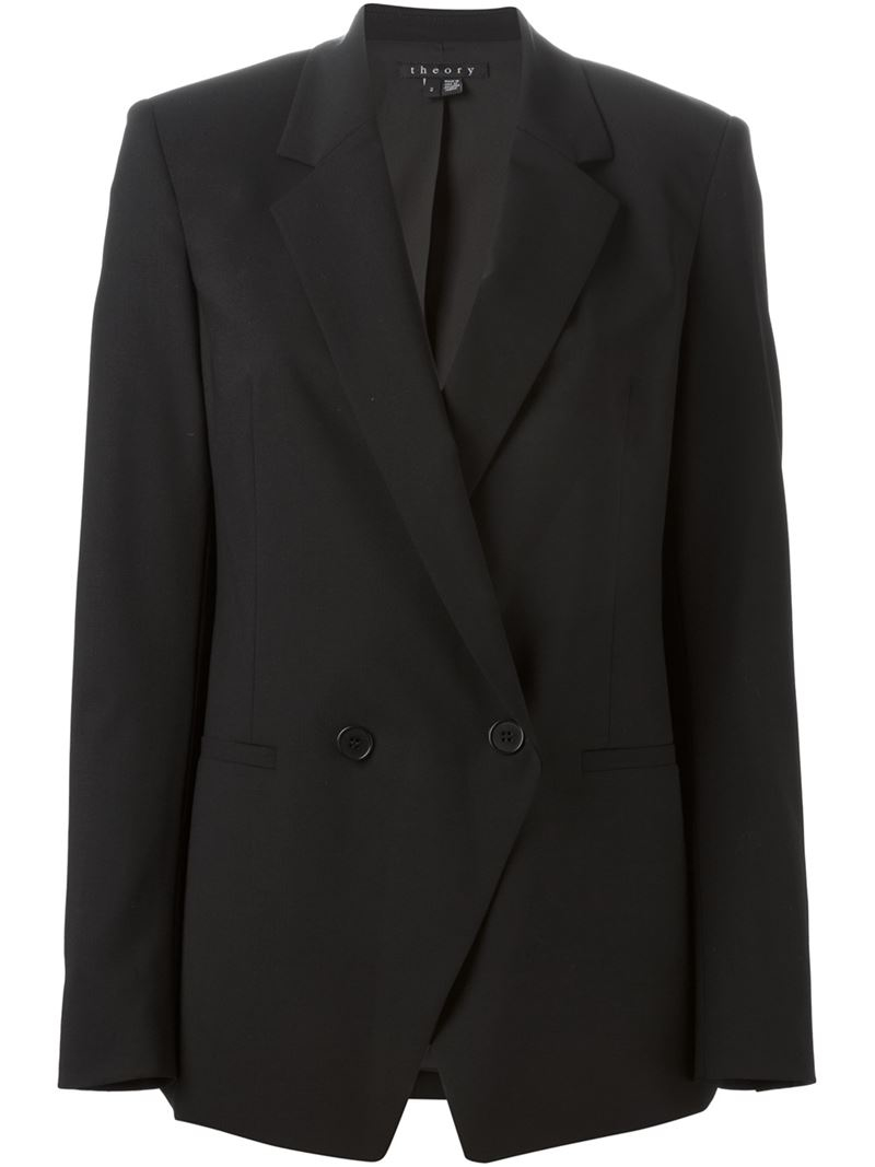 Lyst - Theory Double Breasted Blazer in Black