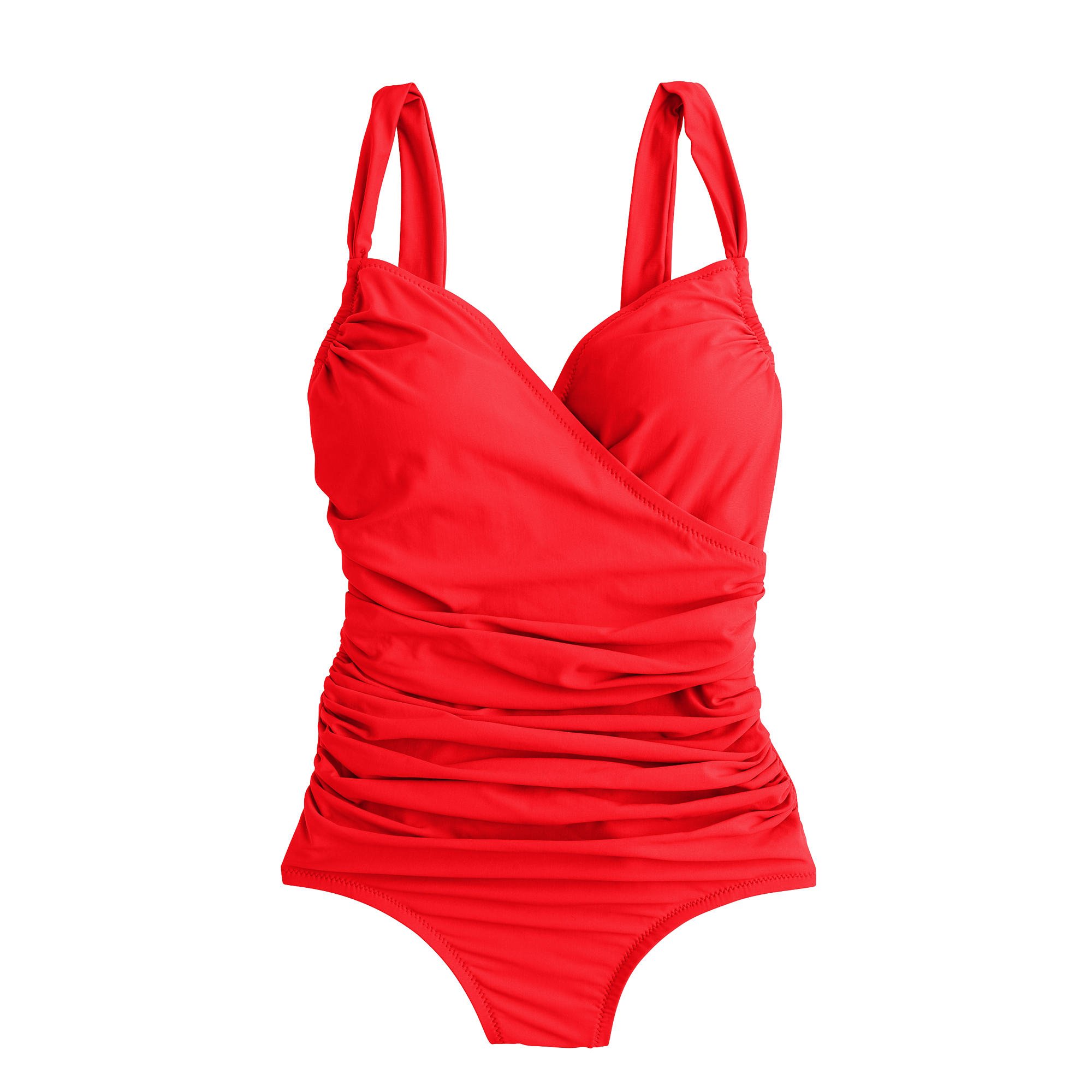 J.crew Ruched Wrap One-piece Swimsuit in Red (belvedere red) | Lyst
