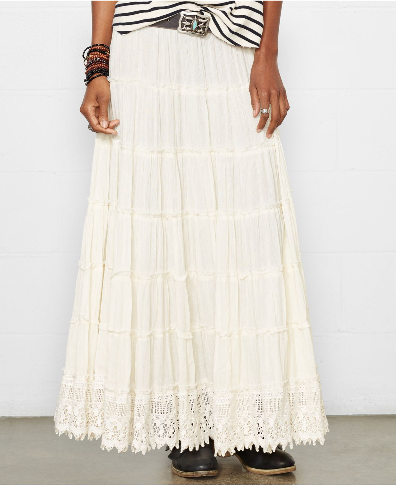 Lyst Denim And Supply Ralph Lauren Tiered Maxi Skirt In White 0076