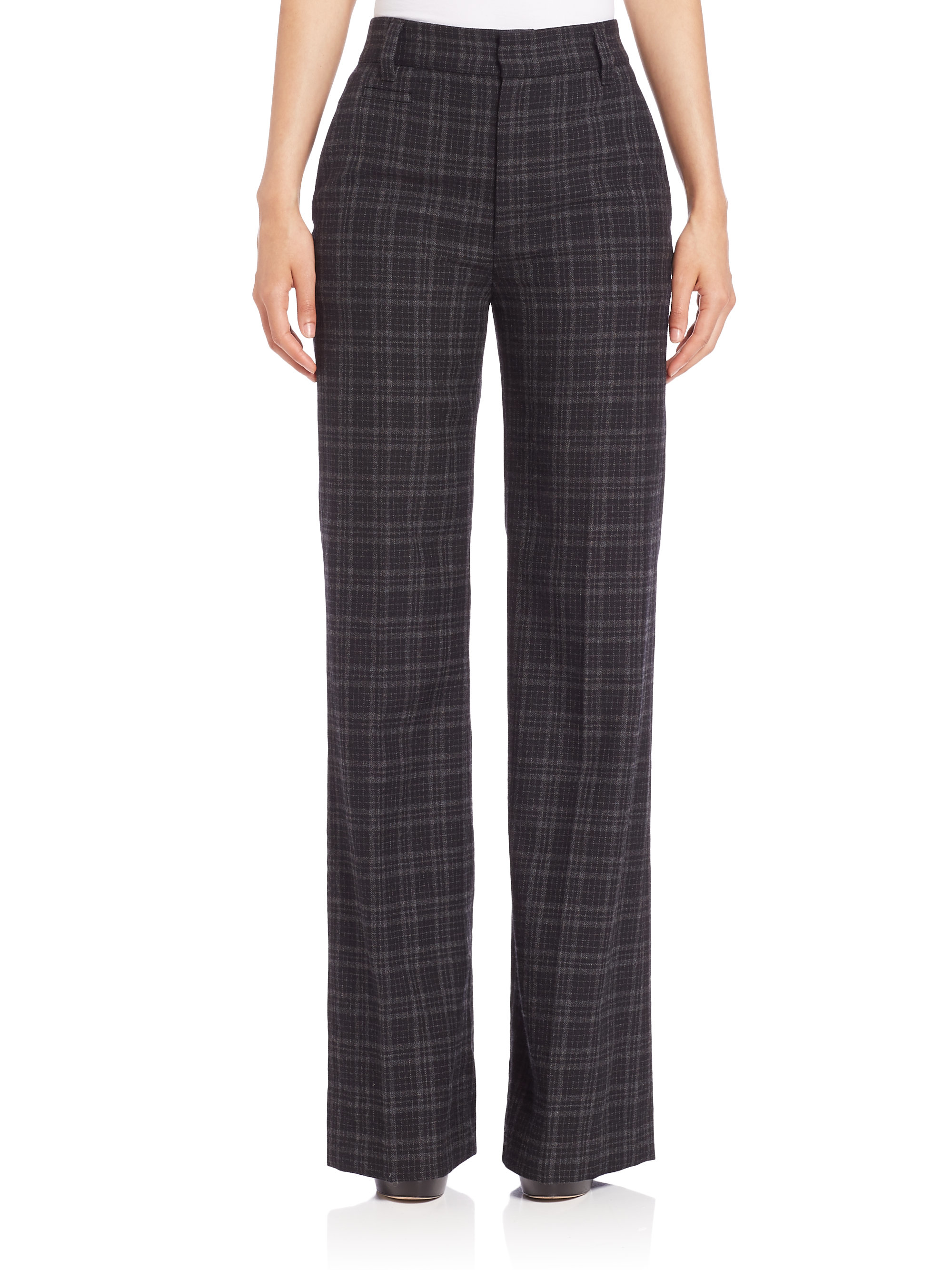 dark grey plaid pants