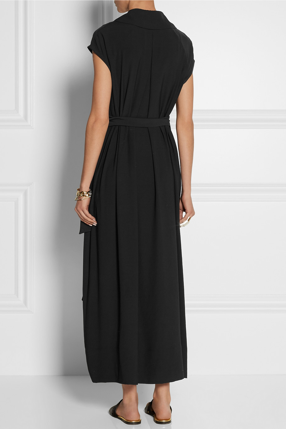 The row Danate Crepe Wrap Maxi Dress in Black | Lyst