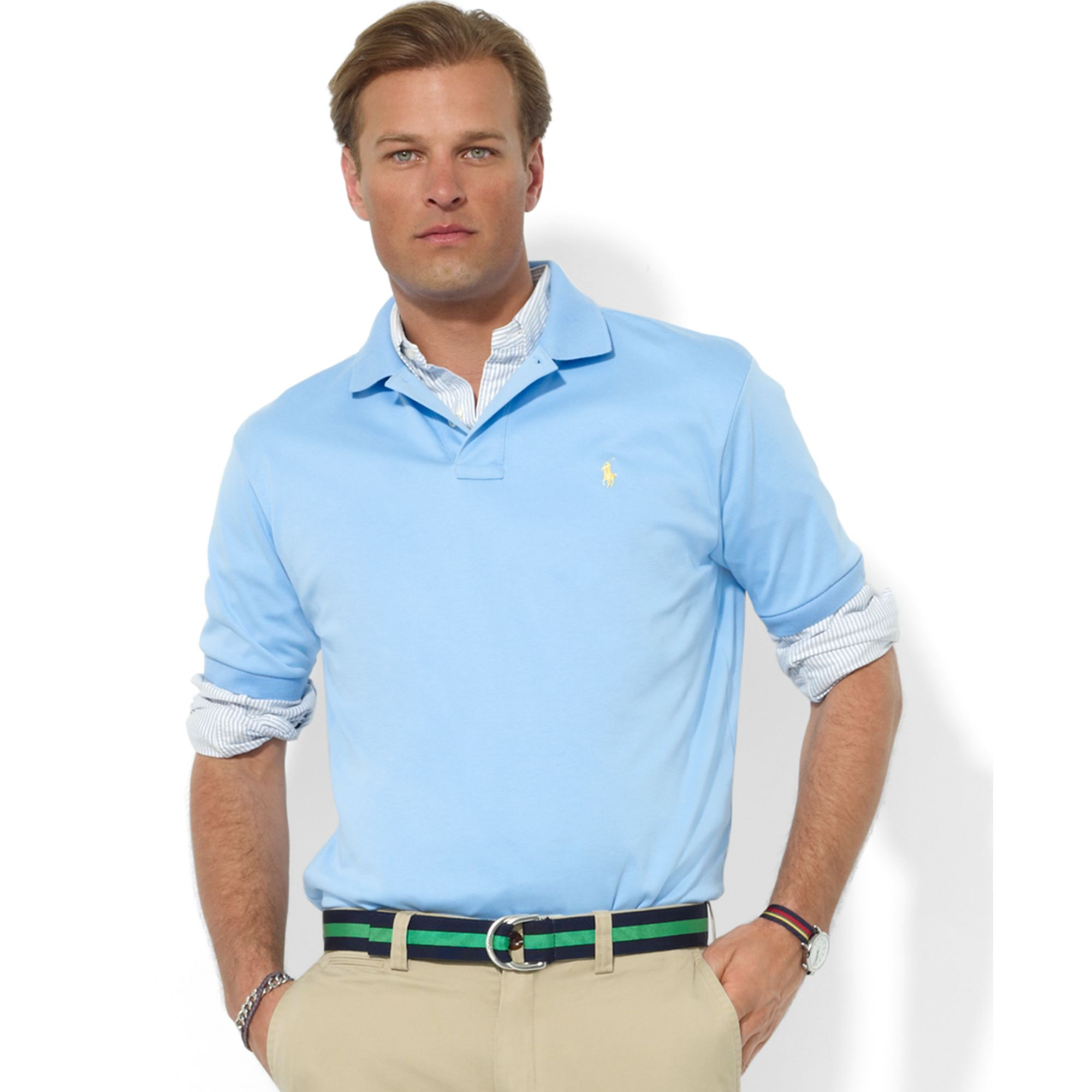 Lyst - Ralph Lauren Classic Fit Interlock Core Polo Shirt in Blue for Men