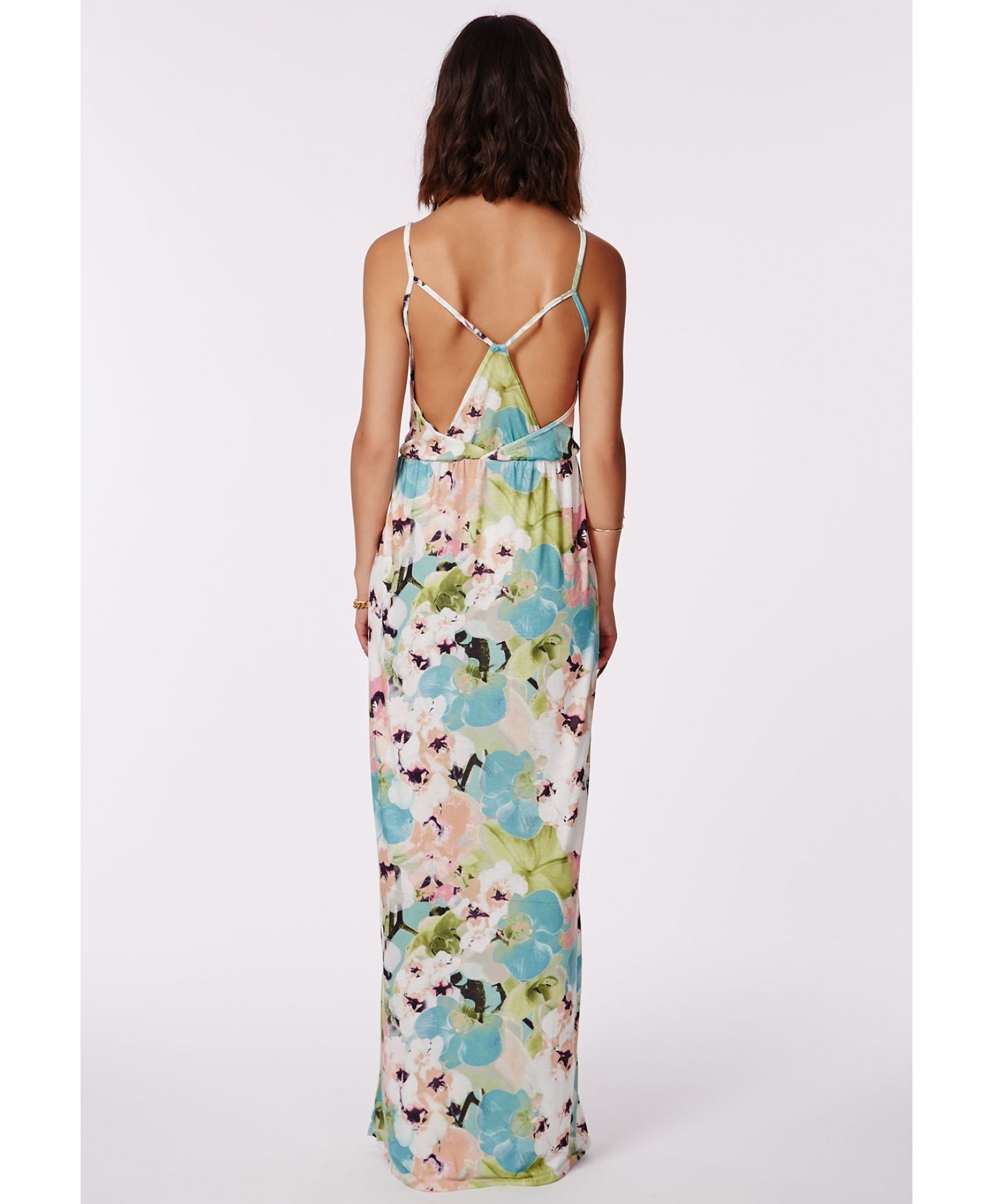 Lyst - Missguided Tudela Floral Print Strappy Jersey Maxi Dress
