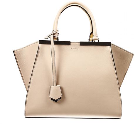 Fendi Handbag Bag 3 Jours Small Leather Contrast Inside in Beige | Lyst