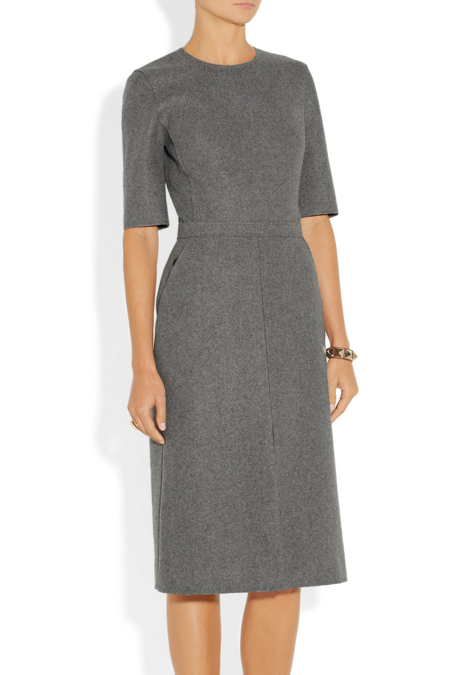Lyst Victoria, victoria beckham Wool Felt Dress in Gray