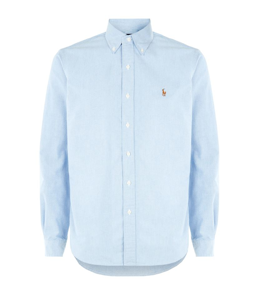 ralph lauren slim fit oxford shirt aegean blue