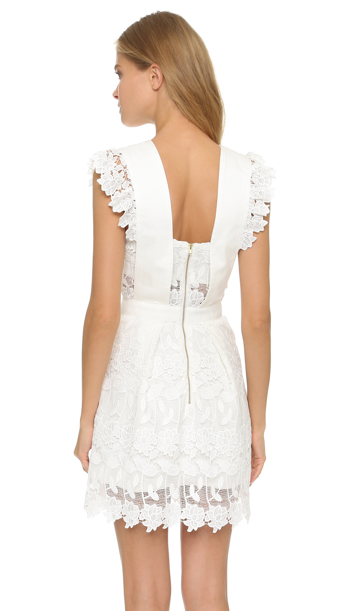 Lyst Self Portrait Frilled Lace Dress In White Gallery