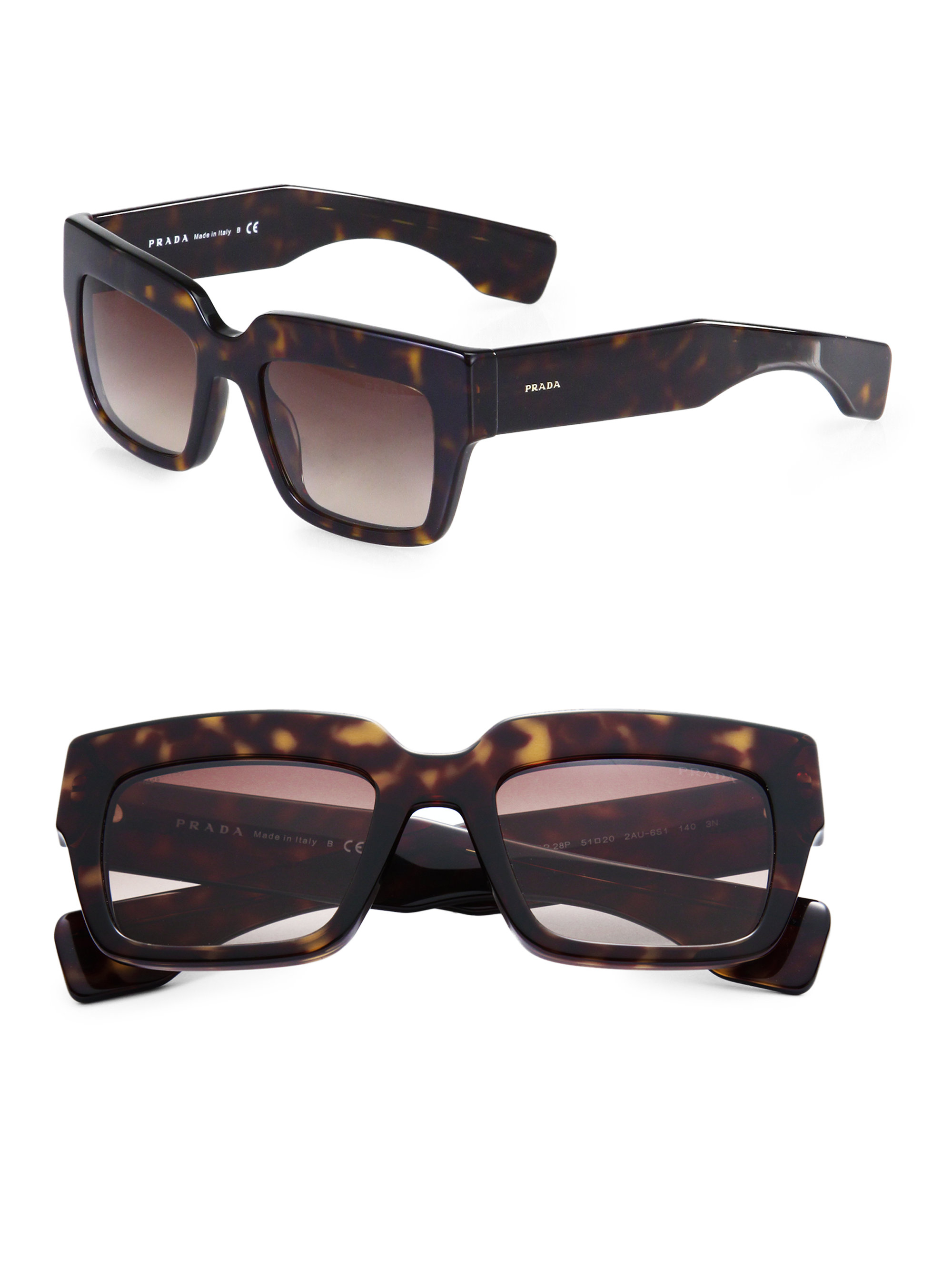 Prada Poeme Tortoise Print Square Sunglasses In Brown Lyst 9515