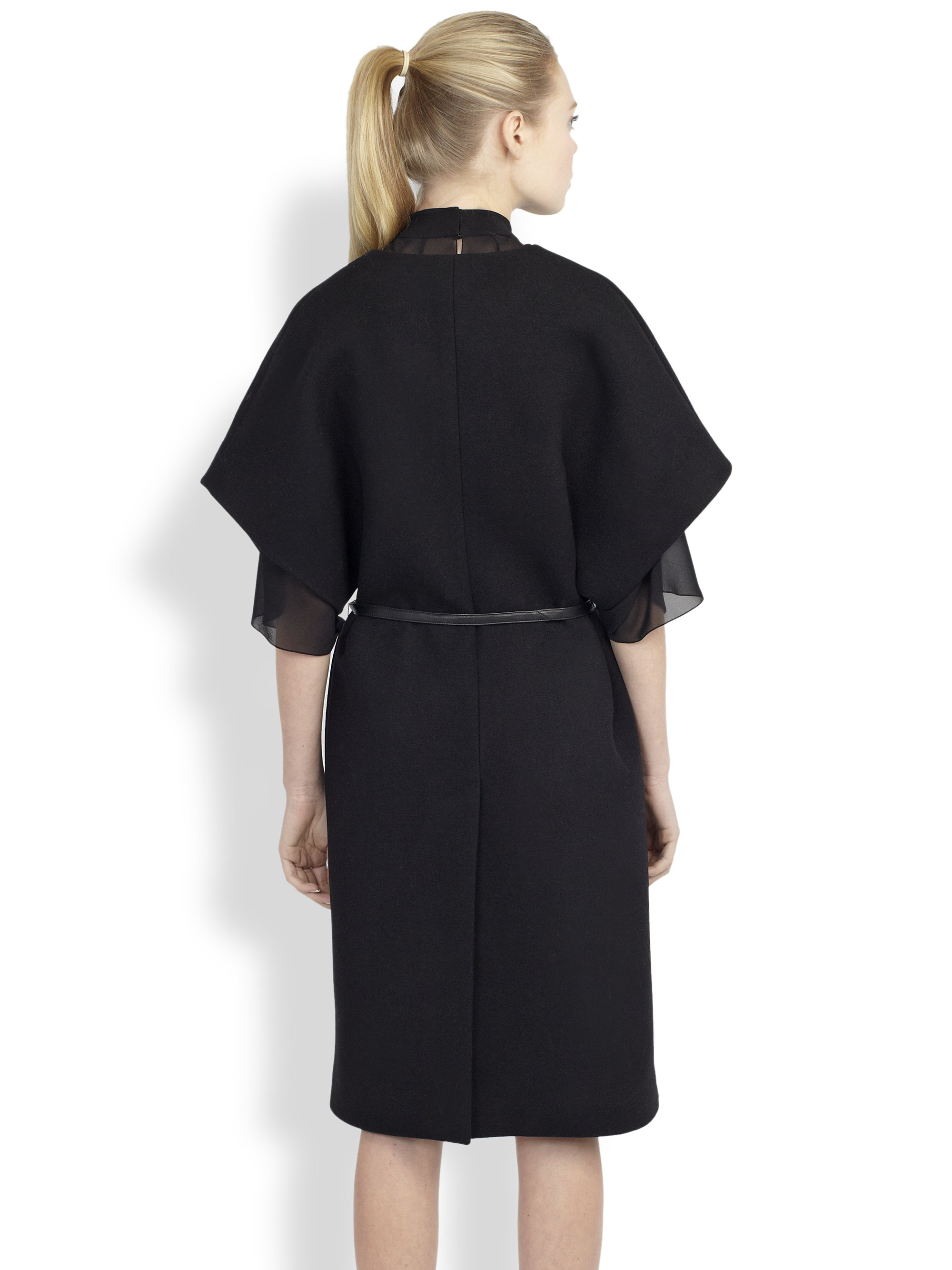 Lyst Saint Laurent Belted Wool & Angora Kimono Coat in Black
